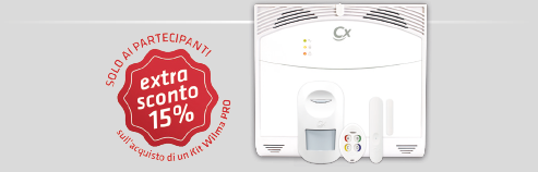 Solo ai partecipanti extra sconto del 15% sull'acquisto di un kit Wilma PRO