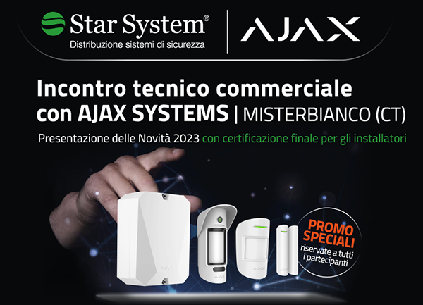 Incontro tecnico commerciale con AJAX SYSTEMS - presentazione delle novità 2023 con certificazione finale per gli installatori