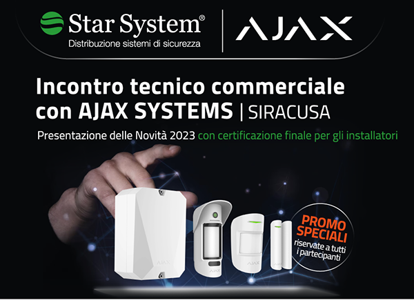 Incontro tecnico commerciale con AJAX SYSTEMS - presentazione delle novità 2023 con certificazione finale per gli installatori