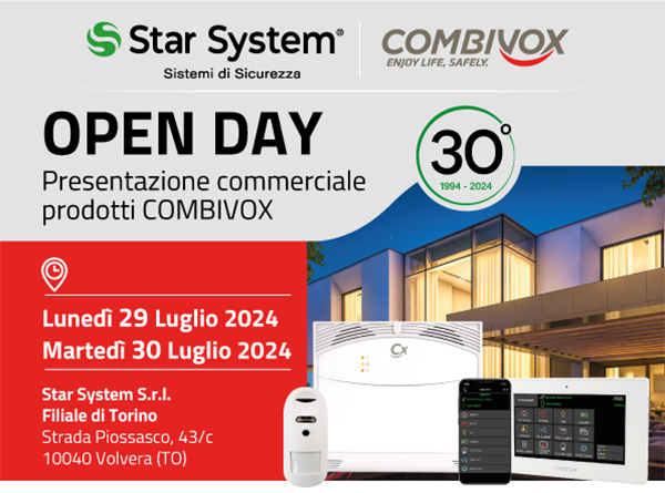 OPEN DAY - Presentazione commerciale prodotti COMBIVOX - Lunedì 29 e Martedì 30 Luglio - Filiale Star System di Torino - Strada Piossasco, 43/c - Volvera (TO)