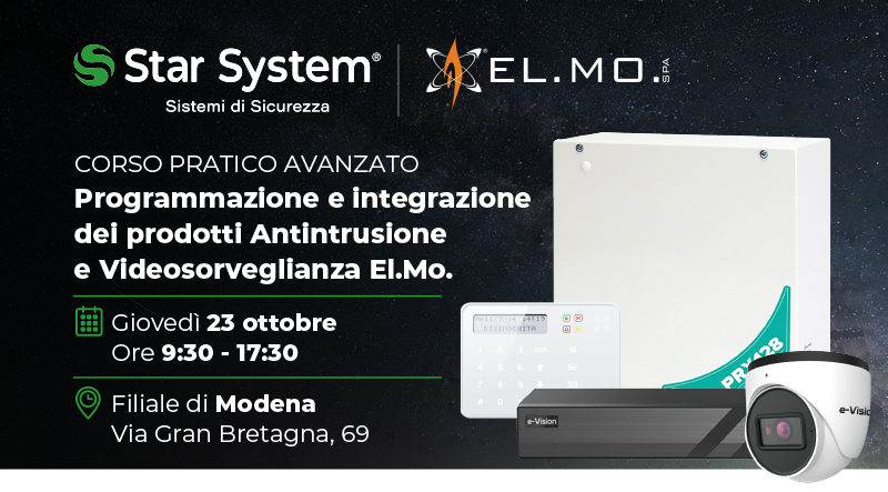 CORSO PRATICO AVANZATO - Programmazione e integrazione dei prodotti Antintrusione e Videosorveglianza El.Mo.