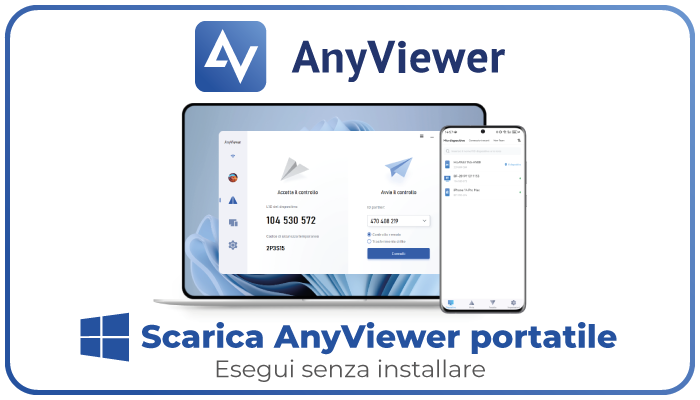 Scarica AnyViewer portatile per Windows. Non necessita installazione